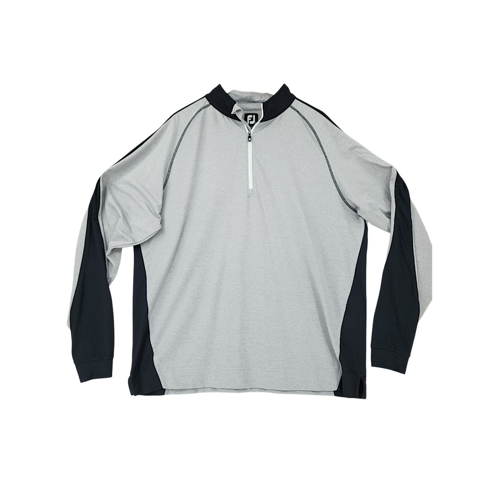 FJ Footjoy 1/4 Zip Pullover XL Men Sweatshirt‎ Gray Black Golf Performance Nylon